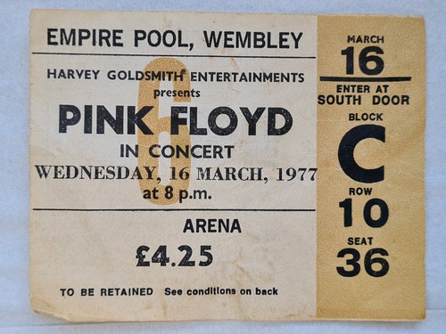 Pink floyd ticket stub - floyd,, stub,
