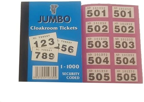 Raffle cloakroom tickets 1000 - cloakroom,