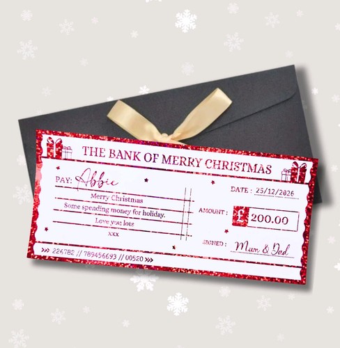 Personalised christmas cheque - personalised,