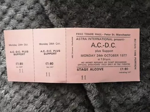 Ticket 1977 manchester - ac/dc,